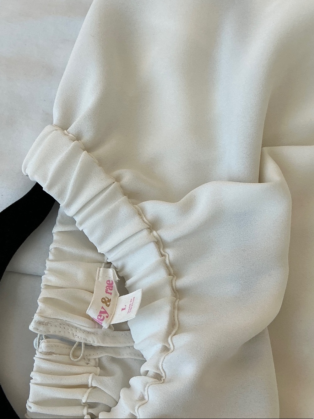 Riley & Rae White Short-Sleeve Ruffle-Neck Blouse - Picture 3 of 3